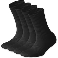 Sonnors 4 Çift Pamuklu Nefes Alabilir Kompresyon Özellikli Kadın Erkek Siyah Spor Çorabı