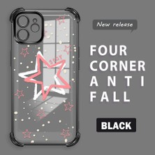 Ucuc iPhone 12 Uyumlu Şeffaf Silikon Köşe Koruma Lens Korumalı Elektroplatlı Kenar Kılıf Sevimli Tarz