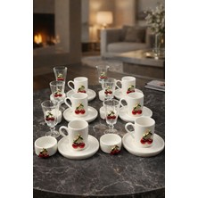 UltraMint 24 Parça 6 Kişilik Cam Kirazlı Fincan Takımı Seti