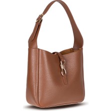 PLM Her Kombine Uyum Sağlayan Klasik Hakiki Deri Kadın Omuz Çantası – Azura - Tan Rengi