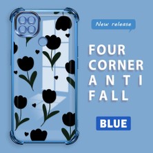 Ucuc Redmi 10A Uyumlu Şeffaf Silikon Köşe Koruma Lens Korumalı Elektroplatlı Kenar Kılıf Zarif Lale