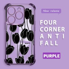 Ucuc Tecno Spark 20/20C Uyumlu Şeffaf Silikon Köşe Koruma Lens Korumalı Elektroplatlı Kenar Kılıf Zarif Lale