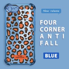 Ucuc iPhone 7/8/se 2020 2022 Uyumlu Şeffaf Silikon Köşe Koruma Lens Korumalı Elektroplatlı Kenar Kılıf Leopar Desen