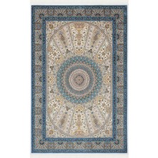 Cool Halı Zerabi Mavi Saray Halısı Göbekli Klasik Halı Avangarde Retro Yumuşak Kaliteli Lüks Ev Salon Halısı