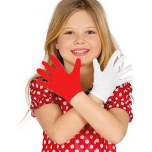 MERİVİA Gösteriler Için 1 Çift Kırmızı Beyaz Pandomim Eldiveni Çocuk Boy (5405)