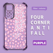 Ucuc Redmi Note 11S Uyumlu Şeffaf Silikon Köşe Koruma Lens Korumalı Elektroplatlı Kenar Kılıf Leopar Desen