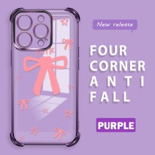 Ucuc iPhone 16 Pro Uyumlu Şeffaf Silikon Köşe Koruma Lens Korumalı Elektroplatlı Kenar Kılıf Sevimli Tarz