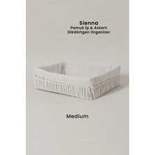 Marrien Sienna Organizer El Yapımı Ekru Pamuk İp Astarlı Dolap İçi Sepet Metal 30x20x8 cm