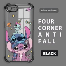 Ucuc iPhone 7/8/se 2020 2022 Uyumlu Şeffaf Silikon Köşe Koruma Lens Korumalı Elektroplatlı Kenar Kılıf Sevimli Stitch