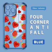 Ucuc iPhone 14 Pro Max Uyumlu Şeffaf Silikon Köşe Koruma Lens Korumalı Elektroplatlı Kenar Kılıf Meyve Desen