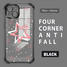 Ucuc iPhone 13 Uyumlu Şeffaf Silikon Köşe Koruma Lens Korumalı Elektroplatlı Kenar Kılıf Sevimli Tarz