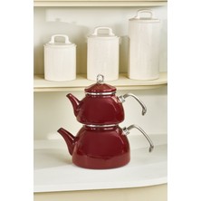 PremiumPort Emaye Midi Çaydanlık, Indüksiyon Tabanlı, Şık ve Dayanıklı, Bordo