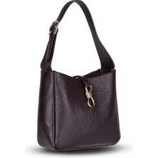 PLM Her Kombine Uyum Sağlayan Klasik Hakiki Deri Kadın Omuz Çantası – Azura - Acı Kahve