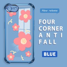 Ucuc iPhone 7/8/se 2020 2022 Uyumlu Şeffaf Silikon Köşe Koruma Lens Korumalı Elektroplatlı Kenar Kılıf Sevimli Tarz