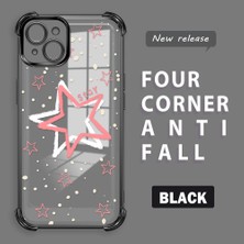 Ucuc iPhone 15 Plus Uyumlu Şeffaf Silikon Köşe Koruma Lens Korumalı Elektroplatlı Kenar Kılıf Sevimli Tarz