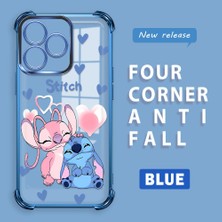 Ucuc Realme C53 Uyumlu Şeffaf Silikon Köşe Koruma Lens Korumalı Elektroplatlı Kenar Kılıf Sevimli Stitch