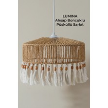 Marrien Lumina Ahşap Boncuklu Püsküllü Sarkıt Avize  Mutfak & Salon Aydınlatması