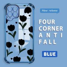 Ucuc Samsung Galaxy M33 Uyumlu Şeffaf Silikon Köşe Koruma Lens Korumalı Elektroplatlı Kenar Kılıf Zarif Lale