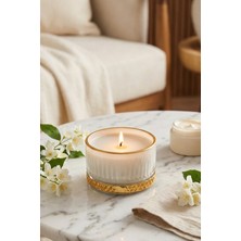The Groove Yasemin Kokulu Krem Gold Gloria 9 X 5,5 Cm Dekoratif Kokulu Cam Mum