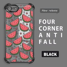 Ucuc iPhone 7/8/se 2020 2022 Uyumlu Şeffaf Silikon Köşe Koruma Lens Korumalı Elektroplatlı Kenar Kılıf Meyve Desen