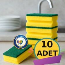 10 Adet Klasik Bulaşık Süngeri Ekonomik Oluklu Brite Sünger Temizlik