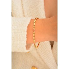 CEBECİ Cebeci 14 Ayar Kırmızı Mineli Küp Altın Bileklik