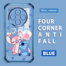 Ucuc Redmi 14C 4g Uyumlu Şeffaf Silikon Köşe Koruma Lens Korumalı Elektroplatlı Kenar Kılıf Sevimli Stitch