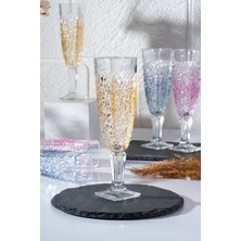 UltraMint 6'lı Cam Kahve Yanı Su Bardak Seti, 130 Cc, 3 Renkli, Ayaklı Tasarım