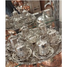 UltraMint Bakır Fincan Takımı 6 Kişilik Osmanlı Desenli Türk Kahvesi Seti