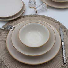 UltraMint Şık 24 Parça Kahve Tonlarında Yemek Takımı, Modern ve Zarif Tasarım