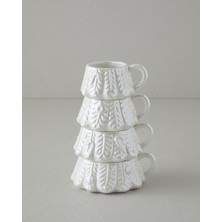UltraMint Şık Beyaz Porselen Kupa Seti 153 ML-193 ML-267 Ml, 4'lü