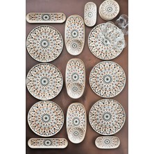 UltraMint Şık Antik Desen 29 Parça Porselen Kahvaltı Takımı 6 Kişilik Set