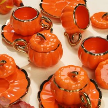 UltraMint Şık 6 Kişilik Bal Kabağı Tasarımlı Porselen Fincan Seti