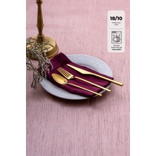 UltraMint Parlak Gold 18 Parça 6 Kişilik Yemek Takımı Çatal Kaşık Bıçak Seti