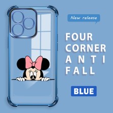 Ucuc Realme C53 Uyumlu Şeffaf Silikon Köşe Koruma Lens Korumalı Elektroplatlı Kenar Kılıf Mickey Desenli