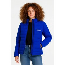 Mevese Saks Mavisi Su İtici Mikro Kapitone Kadın Bomber Mont