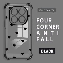 Ucuc Redmi Note 14 Pro 4g Uyumlu Şeffaf Silikon Köşe Koruma Lens Korumalı Elektroplatlı Kenar Kılıf Kalp Desenli