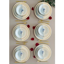 UltraMint Mavi Gelincik 6 Kişilik 18 Parça Şık Yemek Takımı Seti