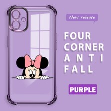 Ucuc Samsung Galaxy A06 Uyumlu Şeffaf Silikon Köşe Koruma Lens Korumalı Elektroplatlı Kenar Kılıf Mickey Desenli