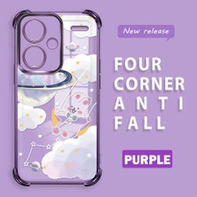 Ucuc Redmi Note 13 Pro Plus 5g Uyumlu Şeffaf Silikon Köşe Koruma Lens Korumalı Elektroplatlı Kenar Kılıf Gezegen Desenli