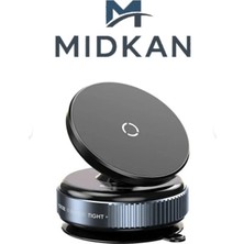 Midkan Kablosuz Araç Içi Telefon Tutucu Araç Içi Montaj Güçlü Vakumlu Manyetik Telefon Tutucu
