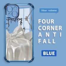 Ucuc iPhone 13 Uyumlu Şeffaf Silikon Köşe Koruma Lens Korumalı Elektroplatlı Kenar Kılıf Fiyonk Desenli