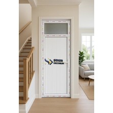 şekerdecorium Pvc Beyaz Camlı Wc ve Banyo Kapısı - Suya Dayanıklı, Nem ve Küfe Dirençli (Mastik + Vida + Kol Hediye)