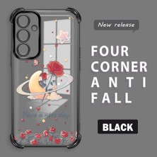 Ucuc Samsung Galaxy A55 Uyumlu Şeffaf Silikon Köşe Koruma Lens Korumalı Elektroplatlı Kenar Kılıf Gezegen Desenli