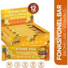 Zühre Ana Bromelain ve Vitamin D Içeren Meyve Bar, Şeker Ilavesiz Badem ve Ananaslı 35 gr x 12 Adet