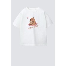 Monila Kız Çocuk Pamuklu Bisiklet Yaka Baskılı T-Shirt