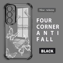 Ucuc Samsung Galaxy A24 Uyumlu Şeffaf Silikon Köşe Koruma Lens Korumalı Elektroplatlı Kenar Kılıf Kelebek Desenli