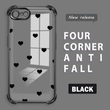 Ucuc iPhone 7/8/se 2020 2022 Uyumlu Şeffaf Silikon Köşe Koruma Lens Korumalı Elektroplatlı Kenar Kılıf Kalp Desenli