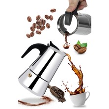 PremiumPort Paslanmaz Çelik Moka Pot, 450 ml Espresso Kahve Makinesi, Pratik ve Şık