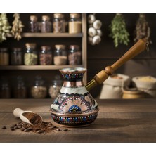 PremiumPort Bakır Boyalı El Işlemeli Renkli 500ML Rus Cezvesi Büyük